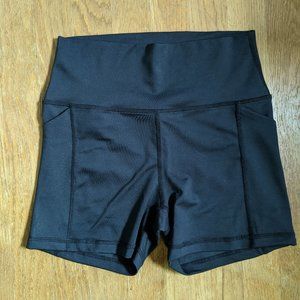 Black High Waisted Lux Rio Shorts, Size S